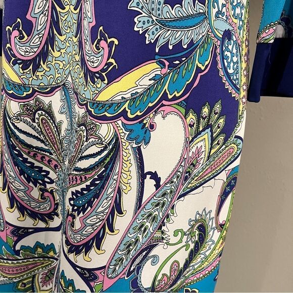 Donna Morgan Multicolor Paisley Print long sleeve Dress size 4 - Picture 4 of 14